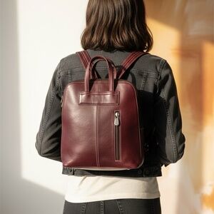 Burgundy Leather Backpack/Purse
